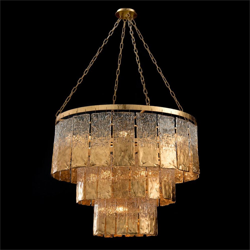 Chandeliers Twilight Sixteen-Light Slumped Glass Chandelier, Gold - Gold