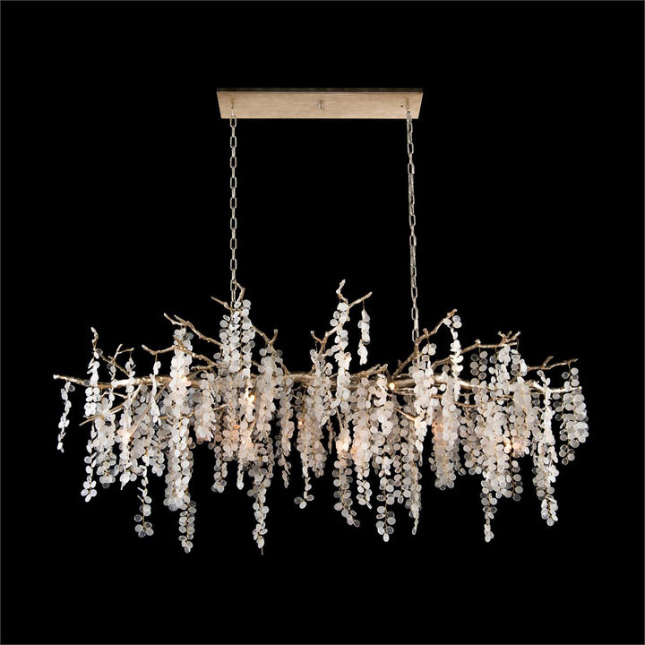 Vega Fifteen-Light Glass Cluster Horizontal Chandelier - Off White