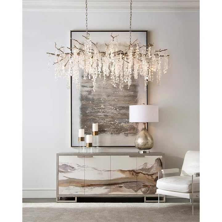 Vega Fifteen-Light Glass Cluster Horizontal Chandelier - Off White