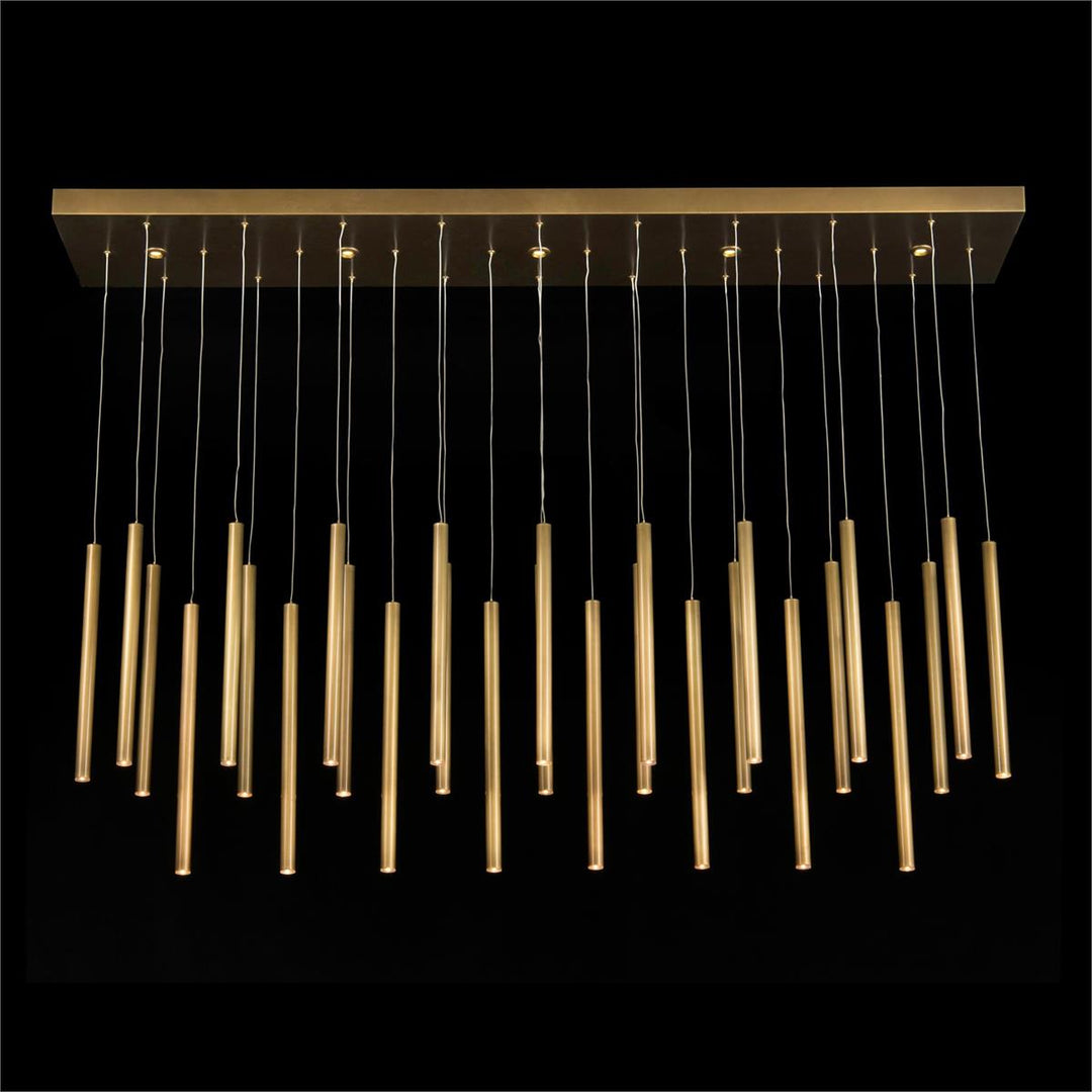 Delphine Horizontal Thirty-Five-Light Brass Chandelier