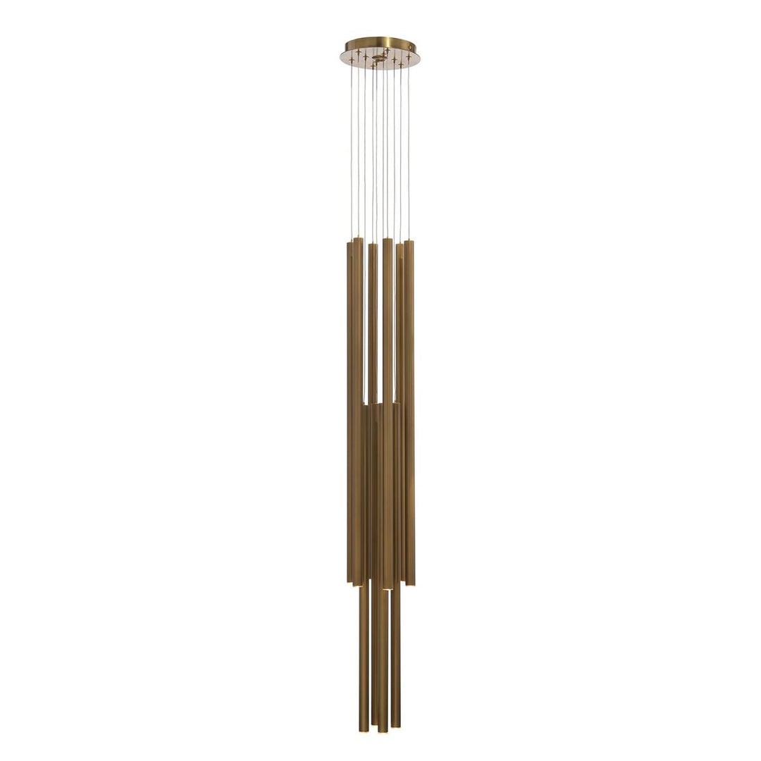 Everest Eleven-Droplight Brass Chandelier