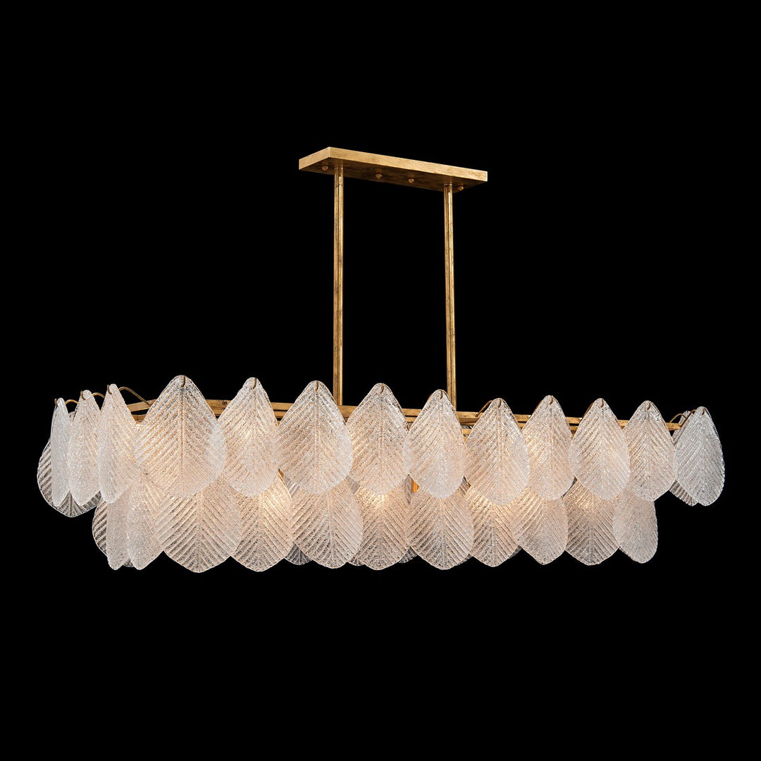 Celeste Glass Petal Horizontal Twenty-Four-Light Chandelier - White - Iron