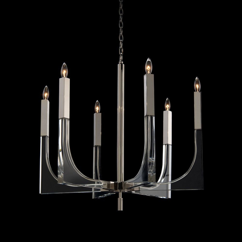 Chandeliers Acrylic And Nickel Six-Light Chandelier - Silver