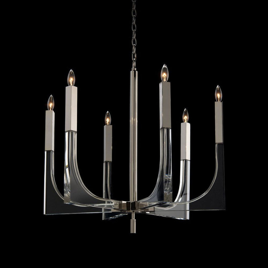 Chandeliers Acrylic And Nickel Six-Light Chandelier - Silver