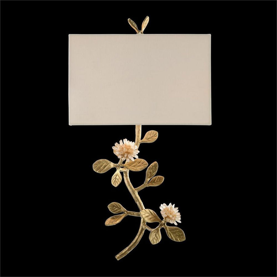 Wall Lighting Stone, Quartz Flower Single-Light Wall Sconce - Grey, White