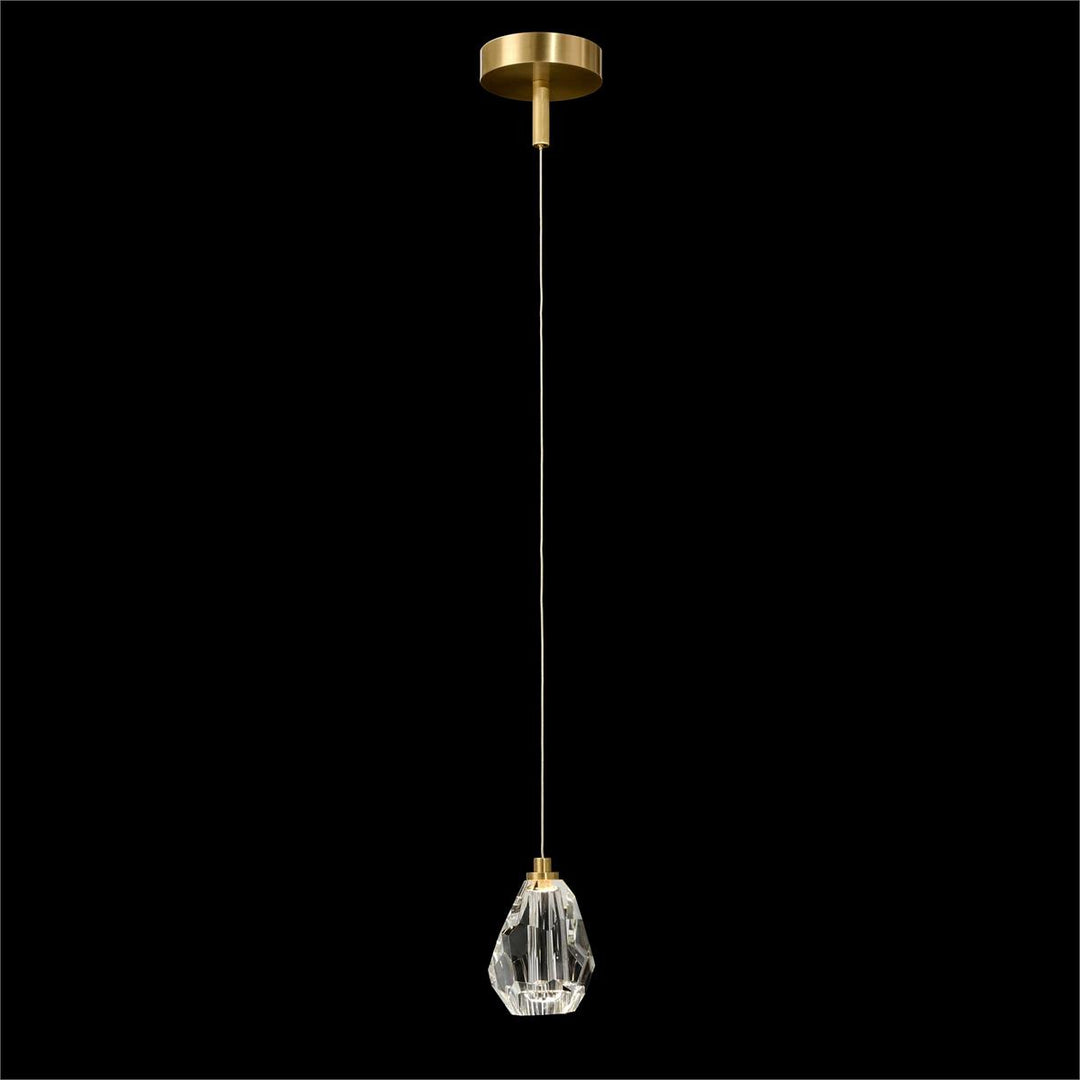 Cut Chunk Crystal Single Droplight - Clear,Gold