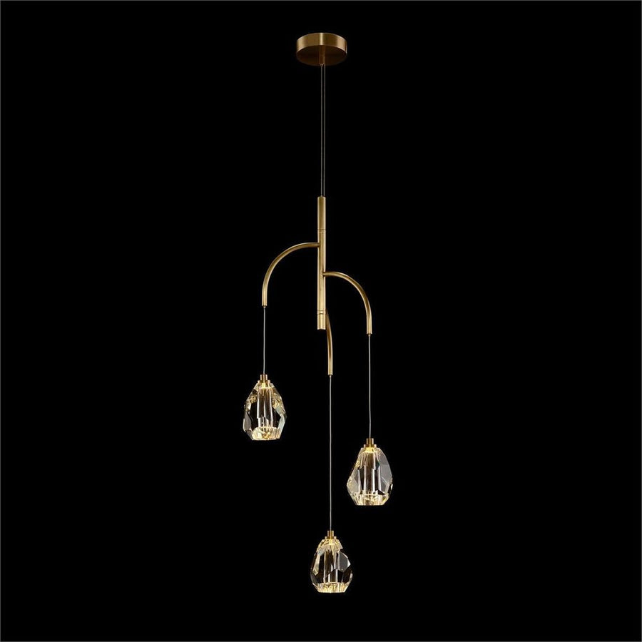 Chandeliers Nebula Faceted Chunk Crystal Three-Light Chandelier - Clear