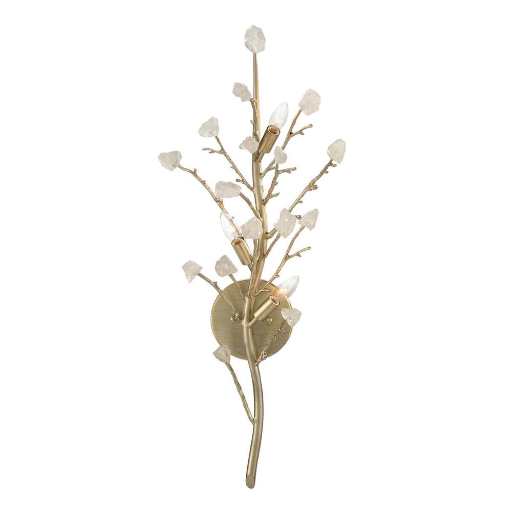 Wall Lighting Quartz Branched Three-Light Wall Sconce - Off White, Silver