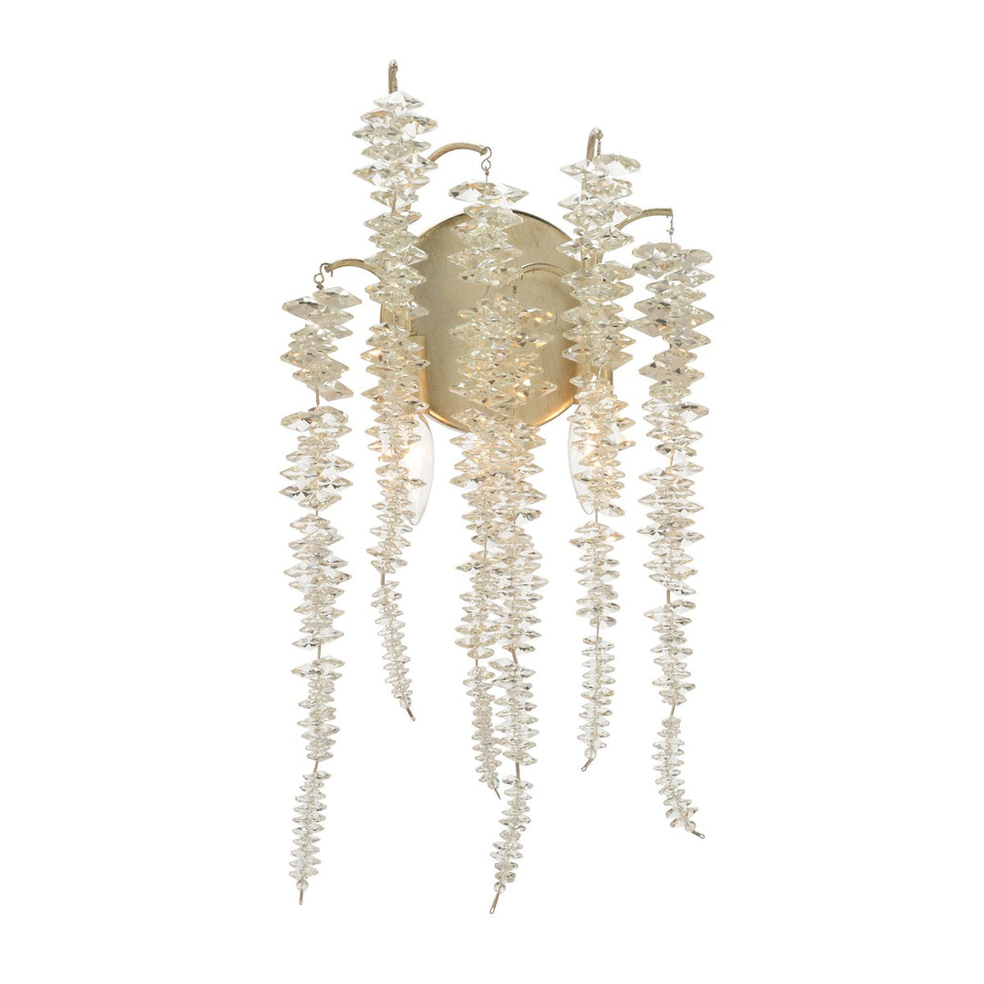 Lira Crystal Two-Light Wall Sconce - Silver - Iron