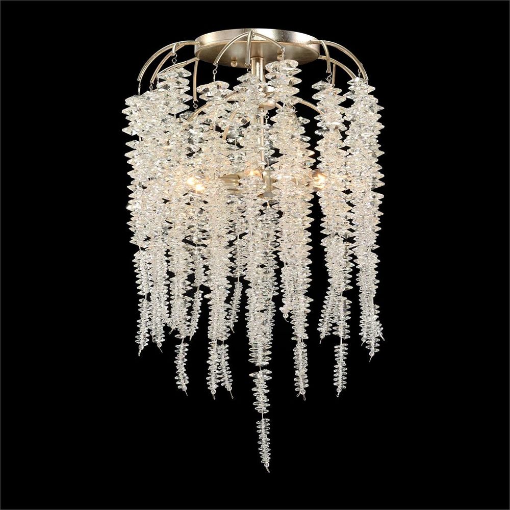 Chandeliers Lira Crystal Six-Light Semi-Flush - Silver - Iron