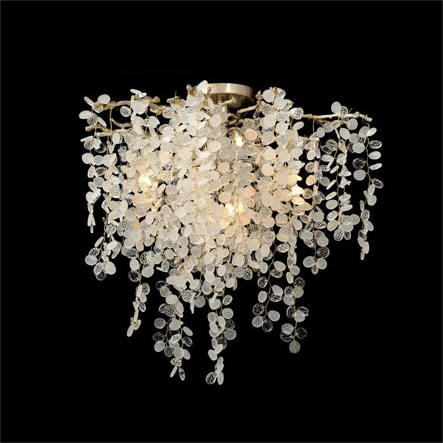 Chandeliers Zephyros-Noda Five-Light Semi-Flush Chandelier - Brass