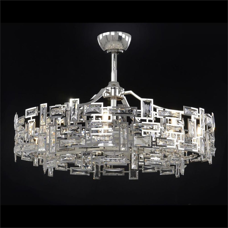 Flush Mounts Eight-Light Chandelier With Fan - Silver