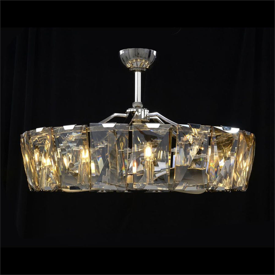 Chandeliers Ten-Light Chandelier with Fan - Silver