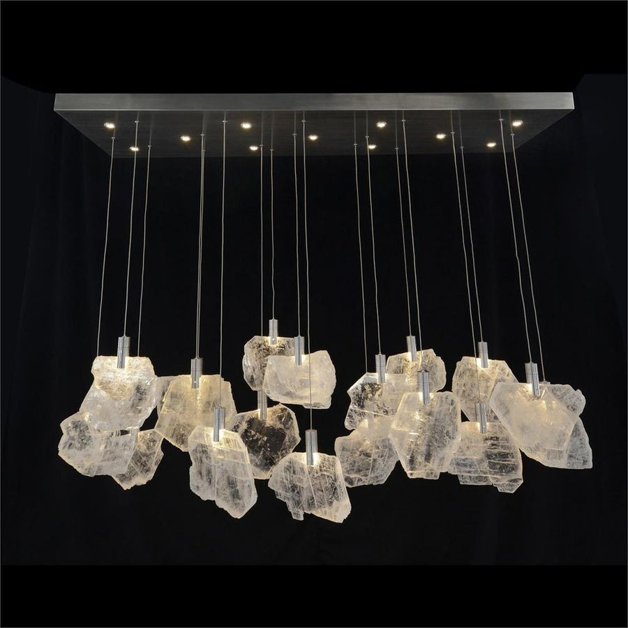 Chandeliers Solara Selenite Pane Twenty-Nine-Light Horizontal Chandelier - Natural, Silver