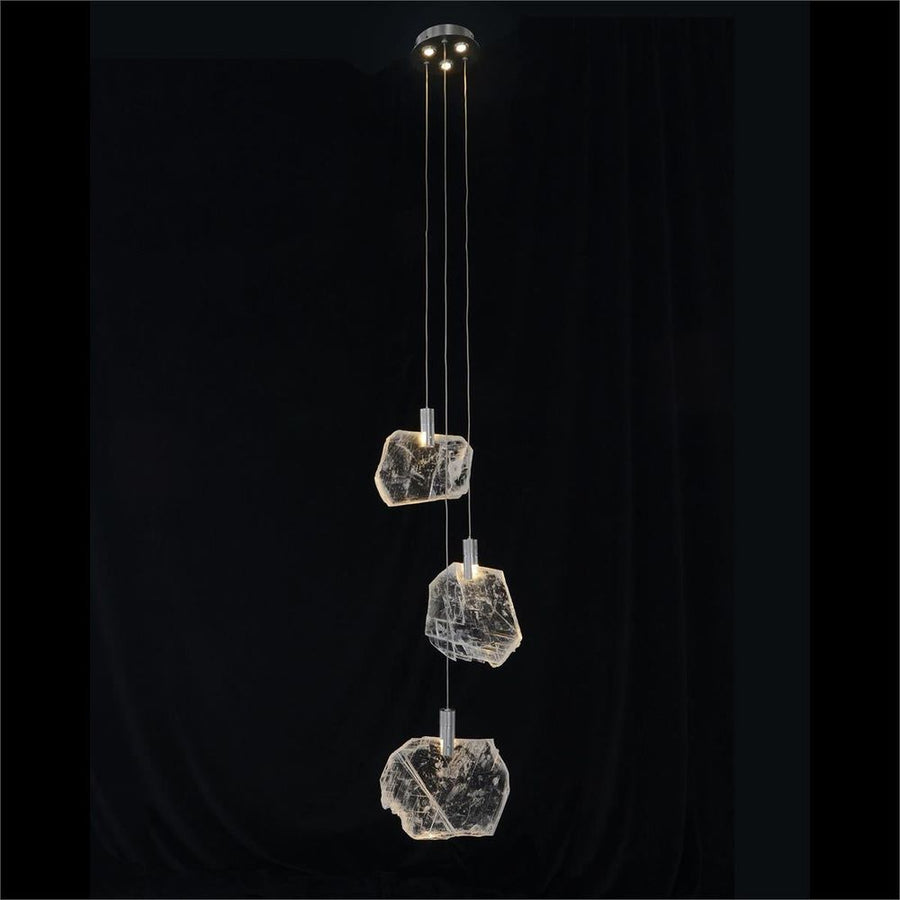 Chandeliers Moonlight Sonata: Selenite Pane Six-Light Droplight Chandelier - Natural,Silver