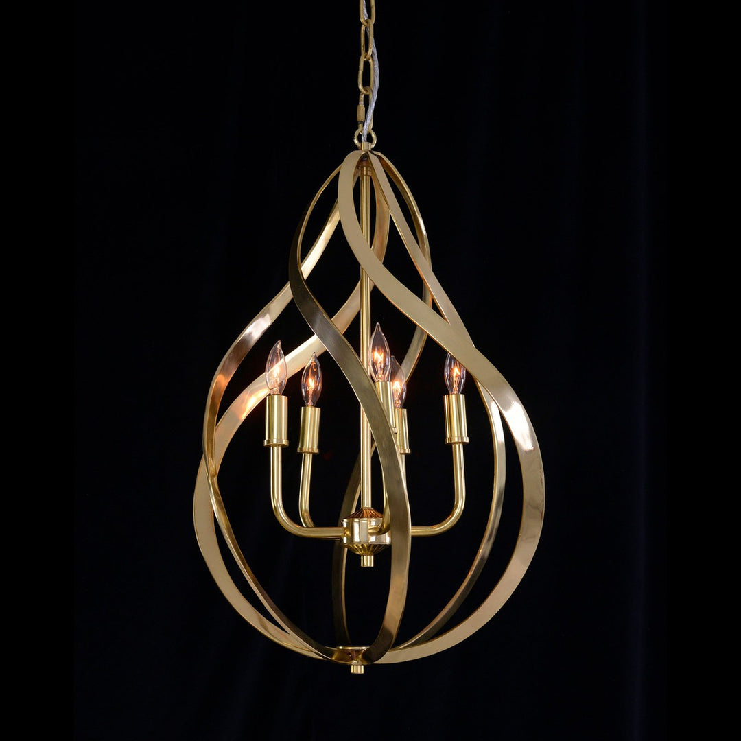 Arlette Of Brass Swirls Five-Light Pendant - Brass