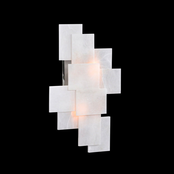 Caelum, Alabaster Wall Sconce With A Nod To Mondrian - White - Steel