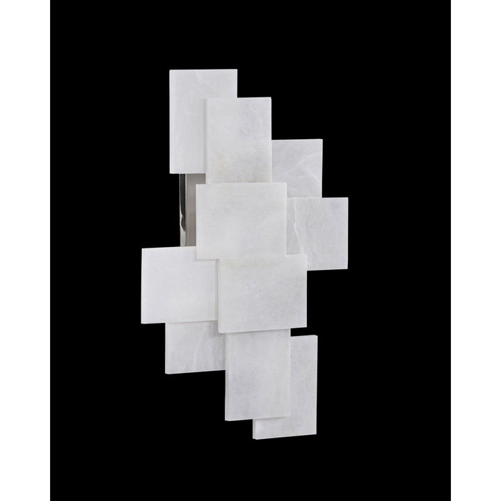 Caelum, Alabaster Wall Sconce With A Nod To Mondrian - White - Steel