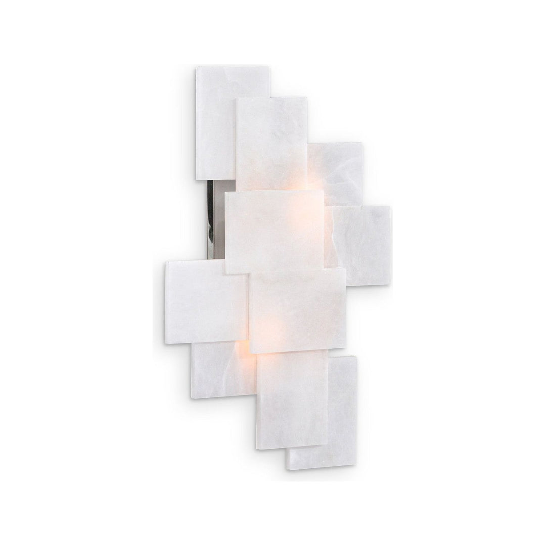 Caelum, Alabaster Wall Sconce With A Nod To Mondrian - White - Steel