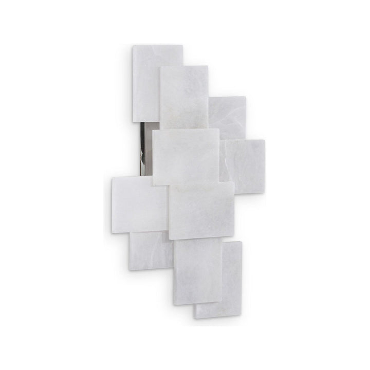 Caelum, Alabaster Wall Sconce With A Nod To Mondrian - White - Steel