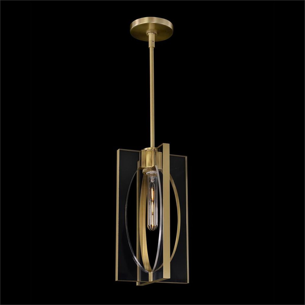 Pendants Genesis:  Acrylic And Antique Brass Single Droplight - Brass