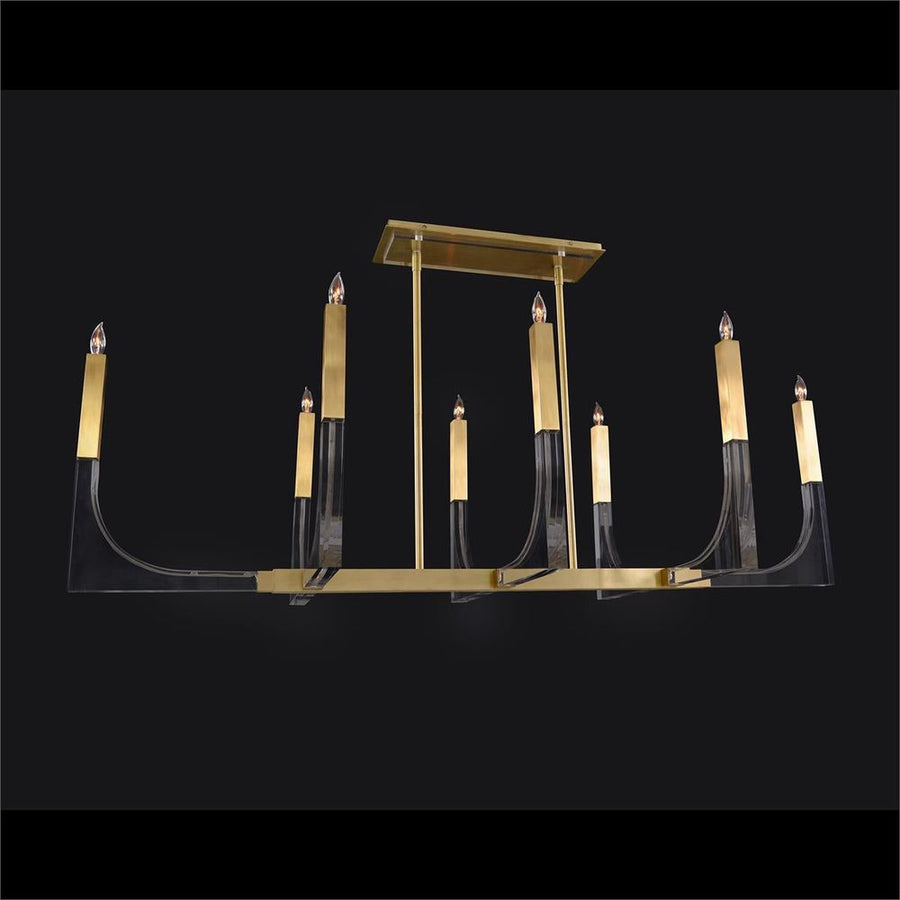 Chandeliers Genesis: Acrylic Eight-Light Chandelier With Antique Brass - Clear