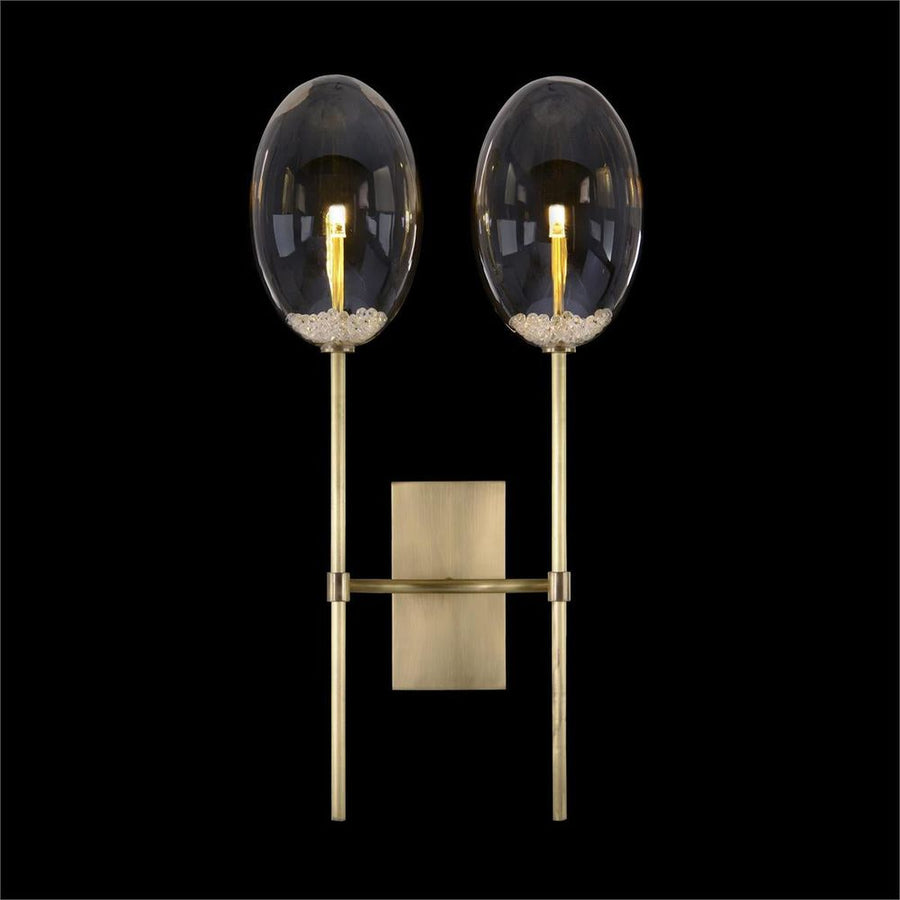 Wall Lighting Echo:  Glass Globe Two-Light Wall Sconce - Brass