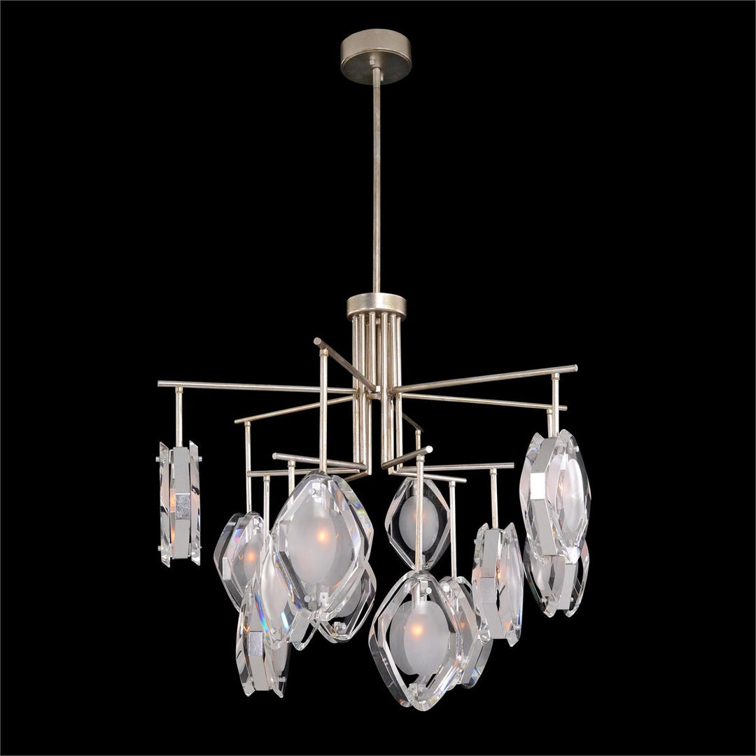 Cygnus Faceted Glass Twelve-Light Chandelier - Silver