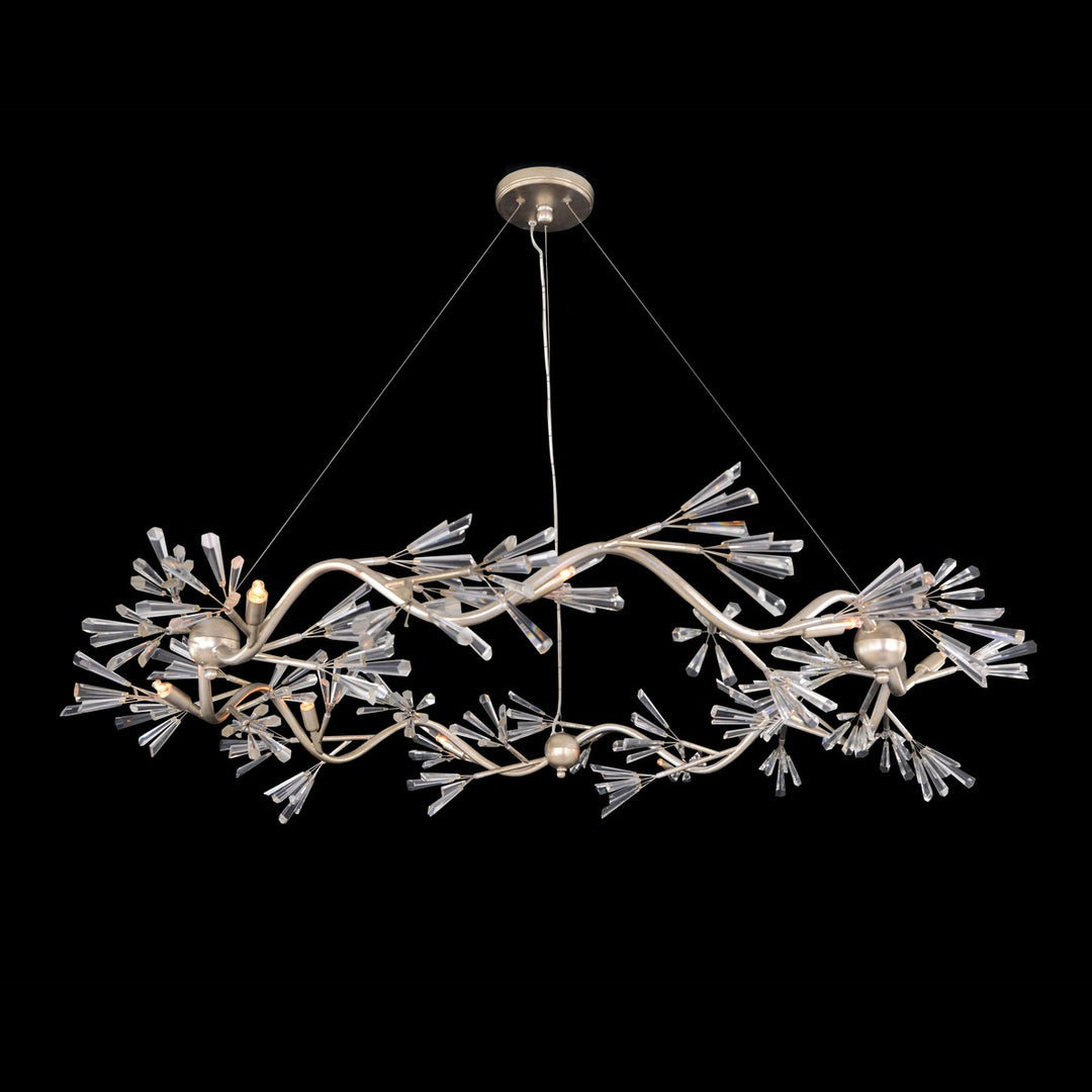 Charming Crystal Wand Branched Nine-Light Chandelier - Silver