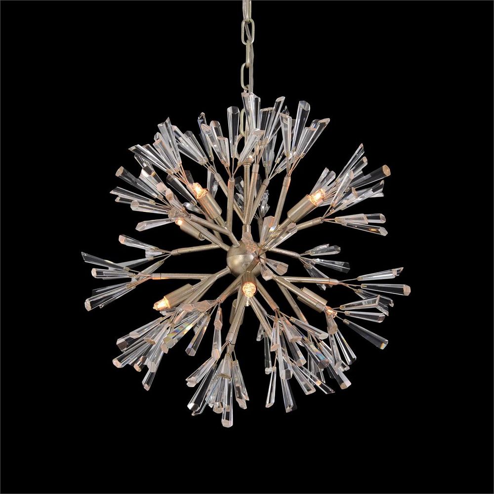 Chandeliers Luna: Crystal Wand Branched Eight-Light Pendant Chandelier - Silver