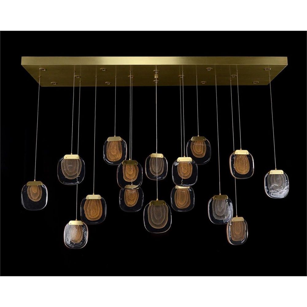 Chandeliers Bansho: Layered Glass Thirty-Light Horizontal Pendant Chandelier