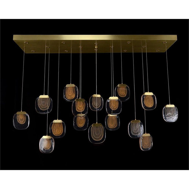 Chandeliers Bansho: Layered Glass Thirty-Light Horizontal Pendant Chandelier