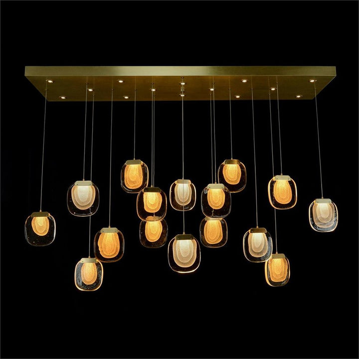 Chandeliers Bansho: Layered Glass Thirty-Light Horizontal Pendant Chandelier