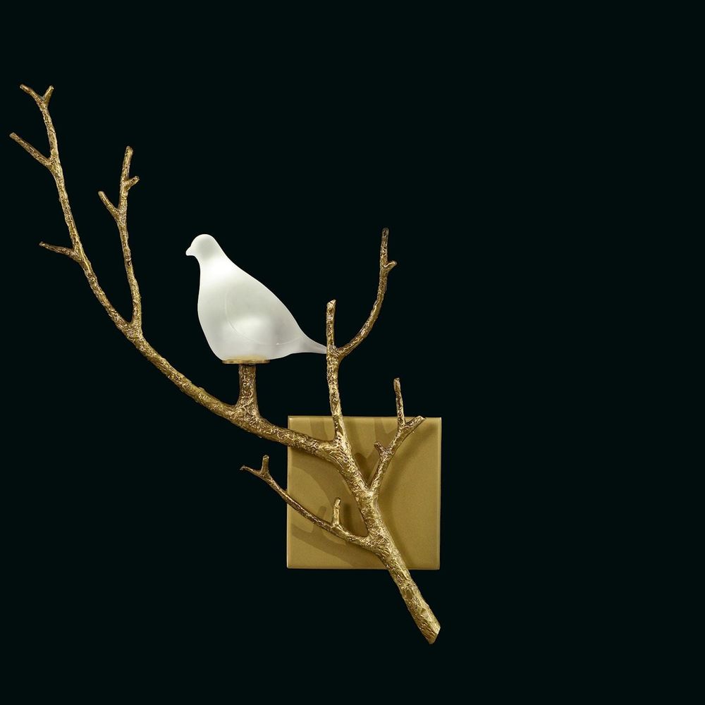 Wall Lighting White Lazurite Dove And Brass Wall Sconce I - White