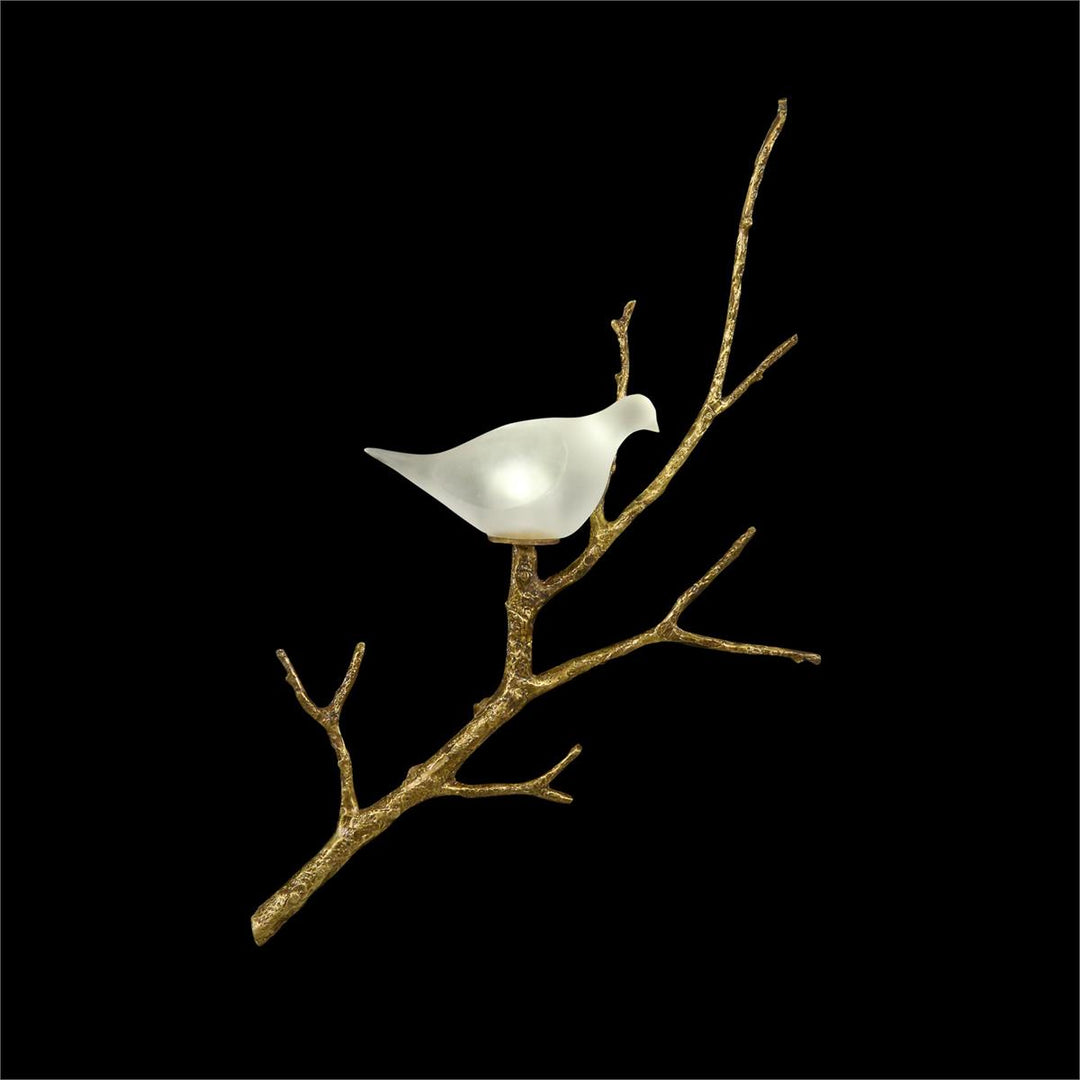 Ivory Lazurite Dove And Brass Wall Sconce II - White