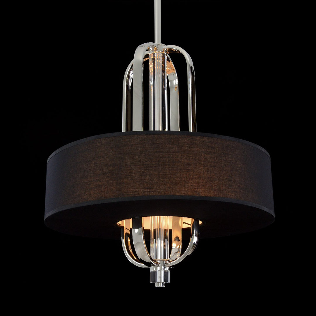 Leif Era Eight-Light Nickel Cage Pendant With Shade - Silver - Metal