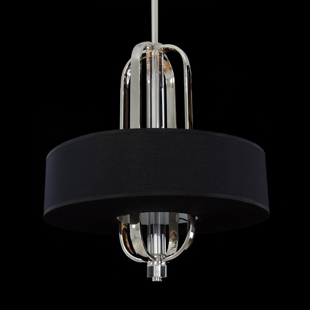 Leif Era Eight-Light Nickel Cage Pendant With Shade - Silver - Metal