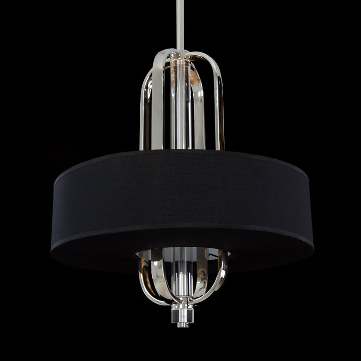 Leif Era Eight-Light Nickel Cage Pendant With Shade - Silver - Metal