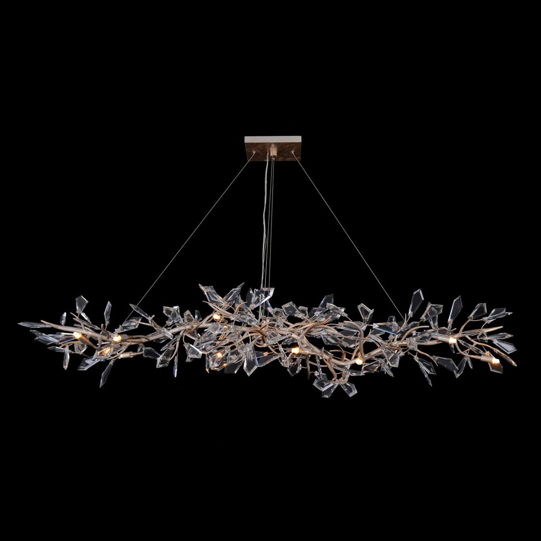 Kyrell Fourteen-Light Cut-Crystal Oblong Chandelier - Silver - Iron