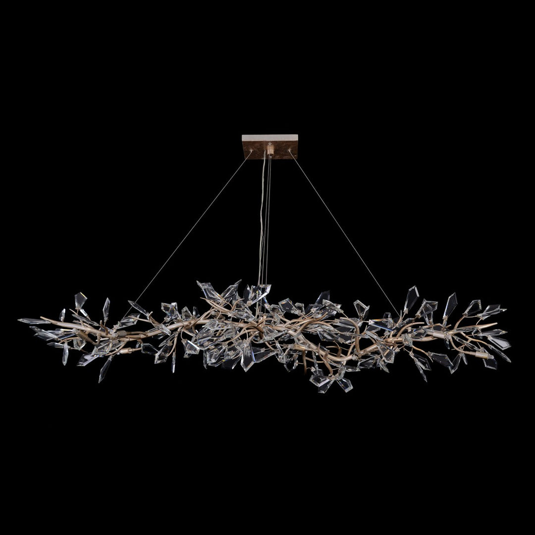 Kyrell Fourteen-Light Cut-Crystal Oblong Chandelier - Silver - Iron