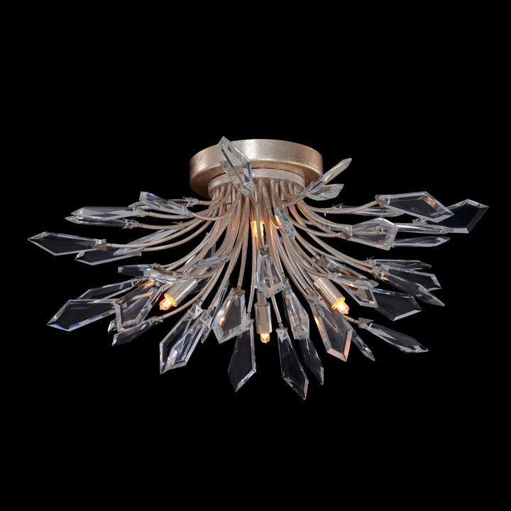 Kyrell Four-Light Cut-Crystal Flush Mount - Silver - Iron