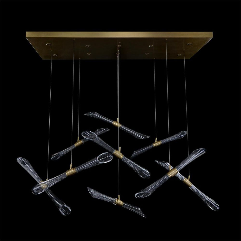 Chandeliers Rhapsody Fluted And Seeded Glass Tubes Horizontal Chandelier