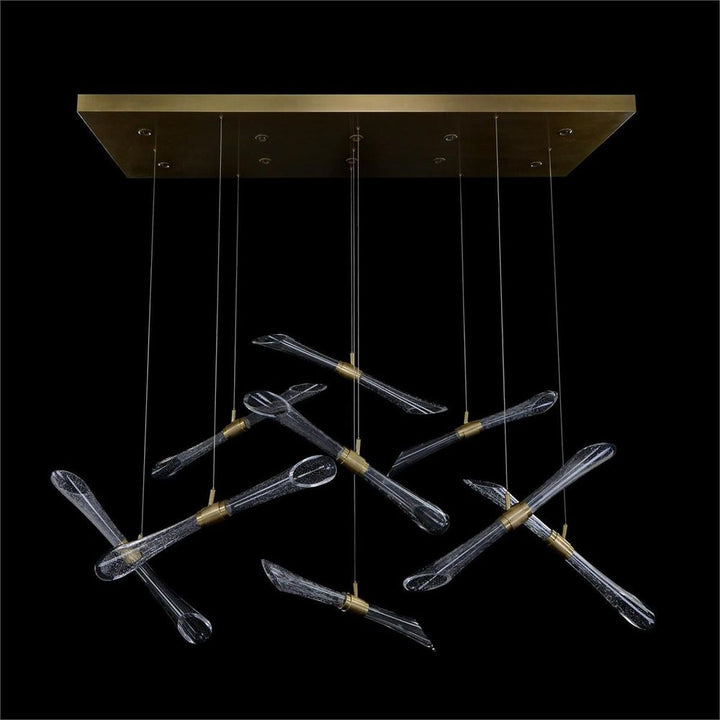 Chandeliers Rhapsody Fluted And Seeded Glass Tubes Horizontal Chandelier