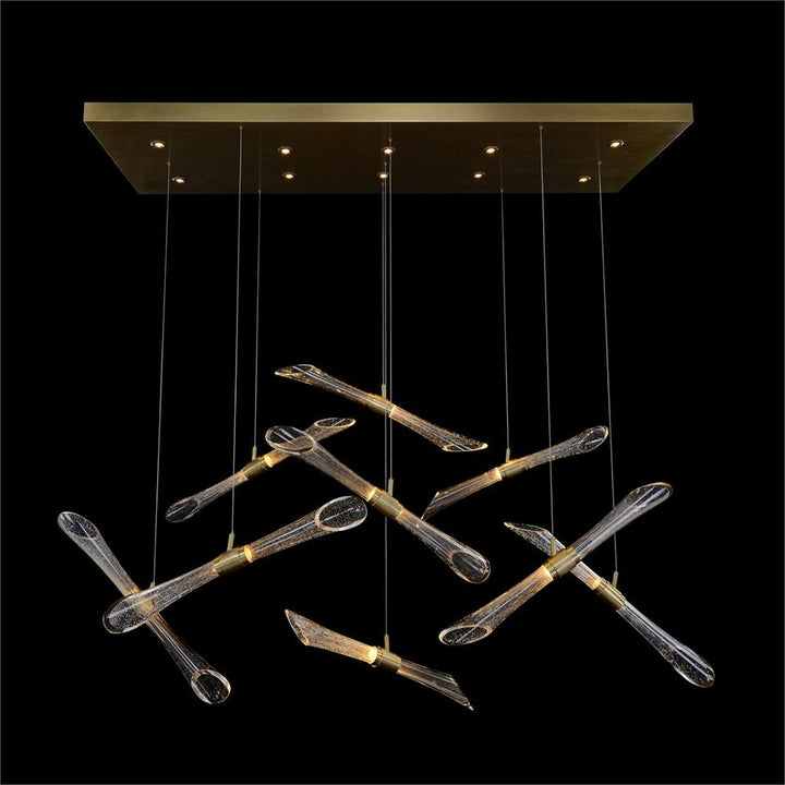 Chandeliers Rhapsody Fluted And Seeded Glass Tubes Horizontal Chandelier