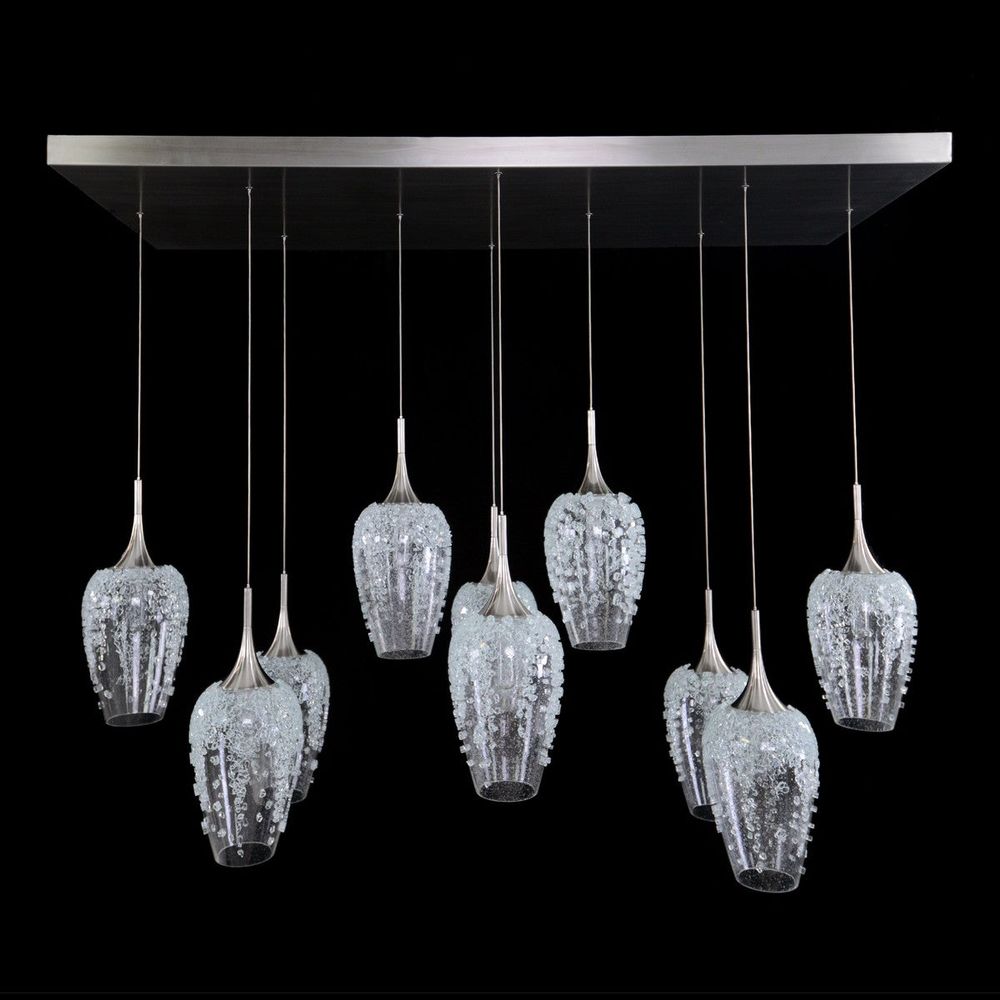 Chandeliers Aureo Ten-Light Horizontal Glass Pendant Chandelier - Clear, Silver