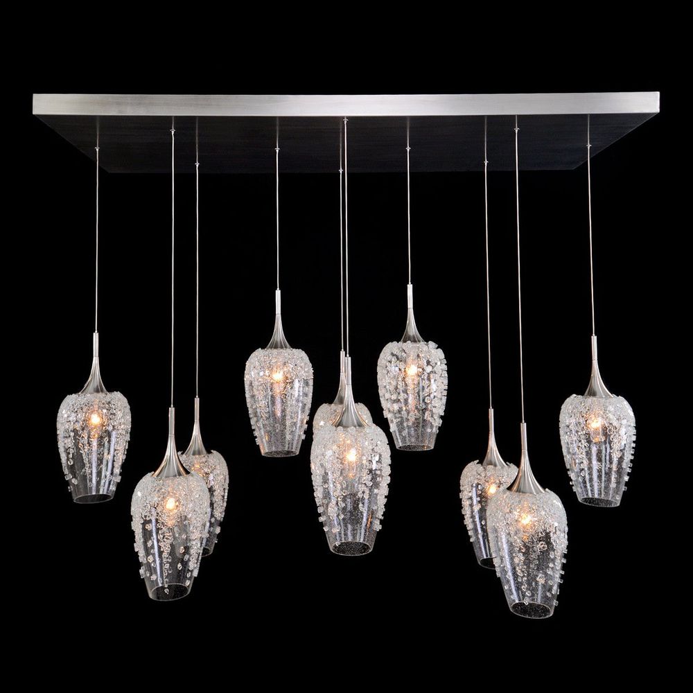 Chandeliers Aureo Ten-Light Horizontal Glass Pendant Chandelier - Clear, Silver