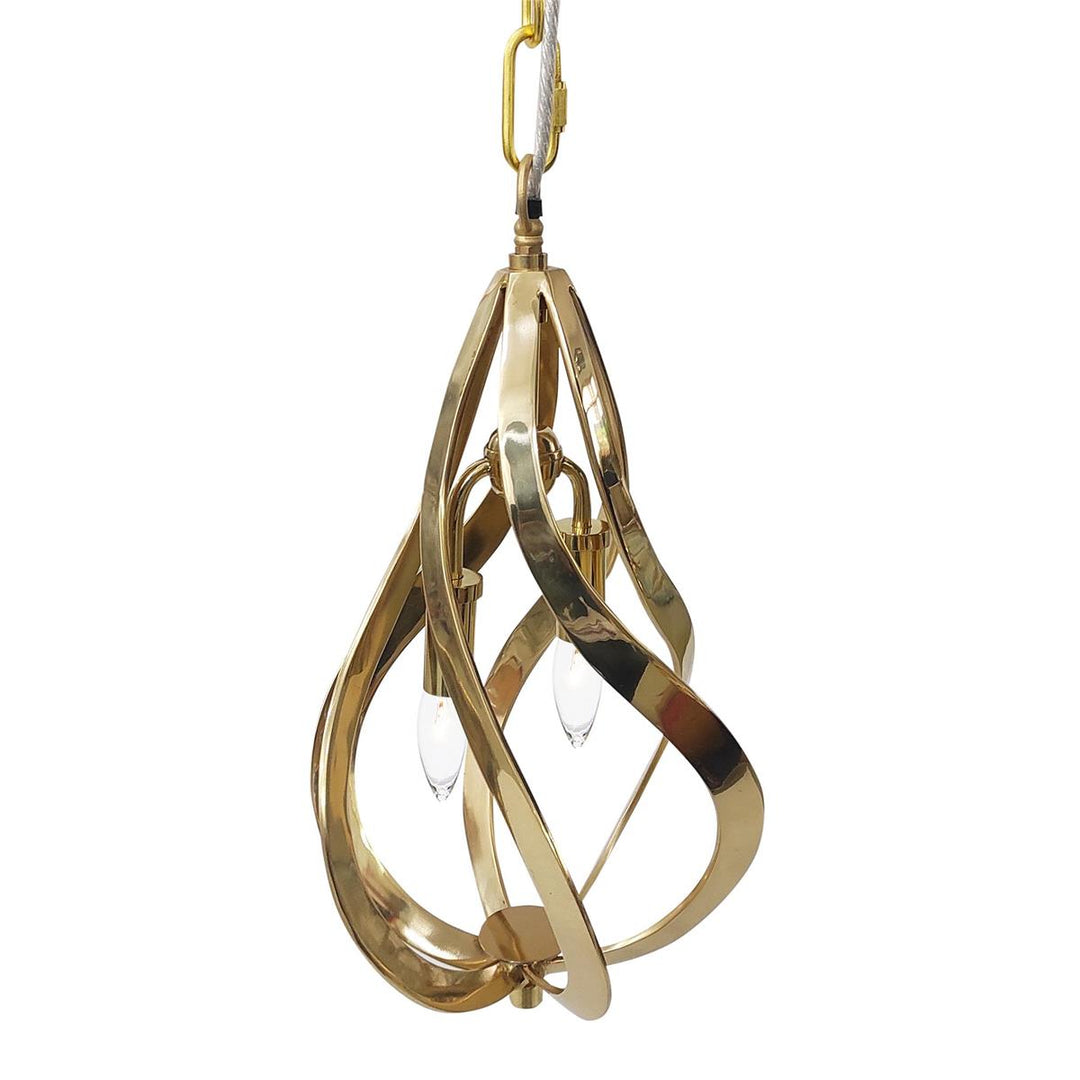 Bands Of Brass Two-Light Pendant - Clear