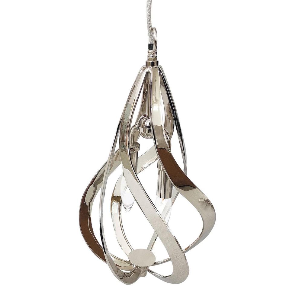 Chandeliers Bands Of Polished Nickel Two-Light Pendant