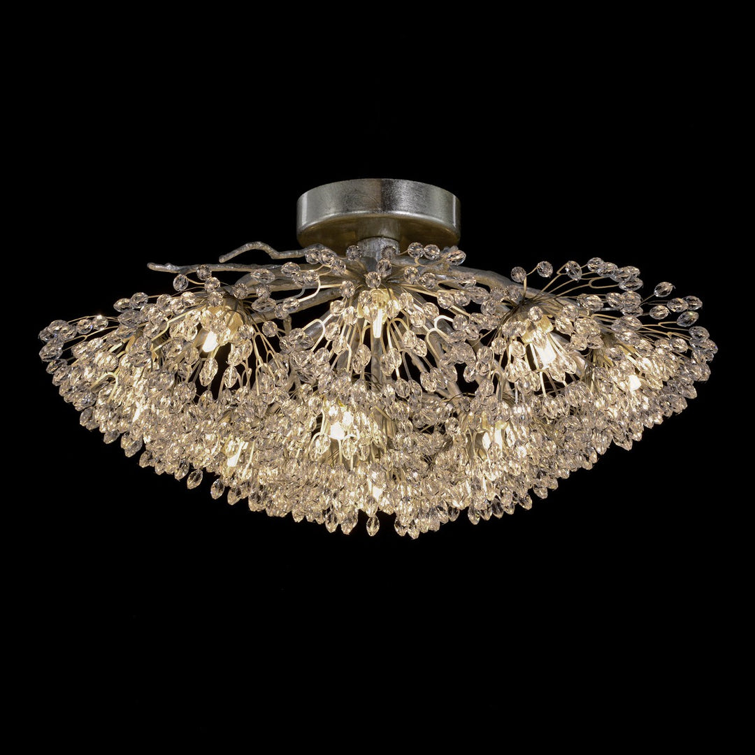 Kyrell Flower Sixteen-Light Flush Mount - Silver - Iron