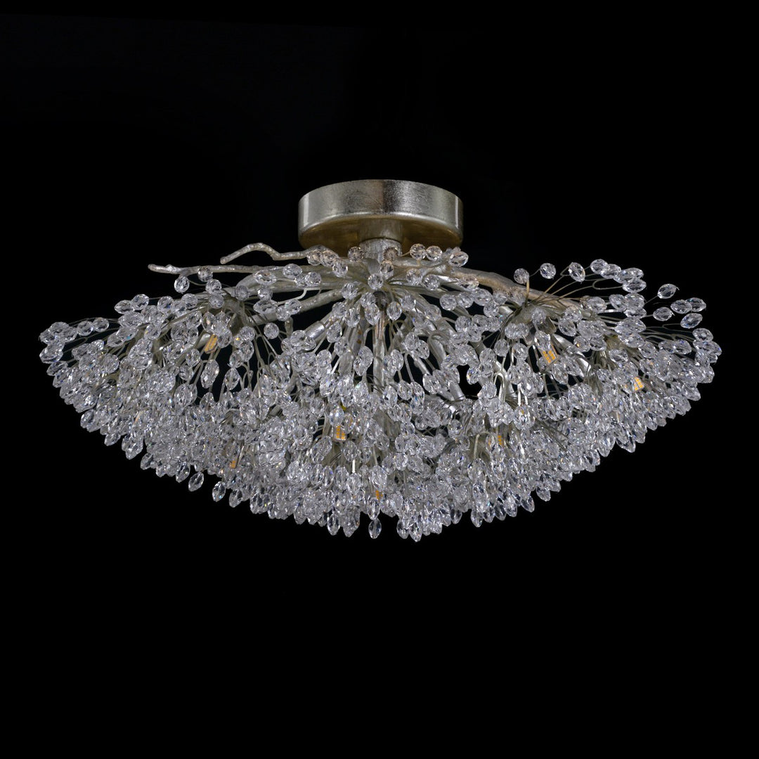 Kyrell Flower Sixteen-Light Flush Mount - Silver - Iron